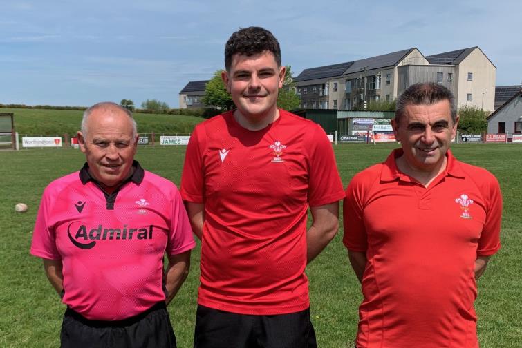 Match officials - Ceri Harries, Tom Carew and Martyn Rudd